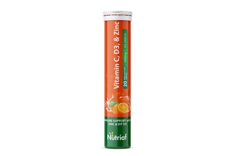 NUTRIAF VITAMIN  C ZINC &D3 EFFERVESCENT TABS 20`S