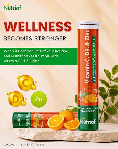NUTRIAF VITAMIN  C ZINC &D3 EFFERVESCENT TABS 20`S