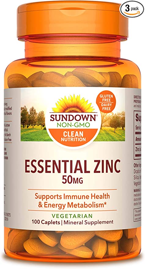 SUNDOWN ZINC GLUCONATE 50MG CAPLETS 100`S