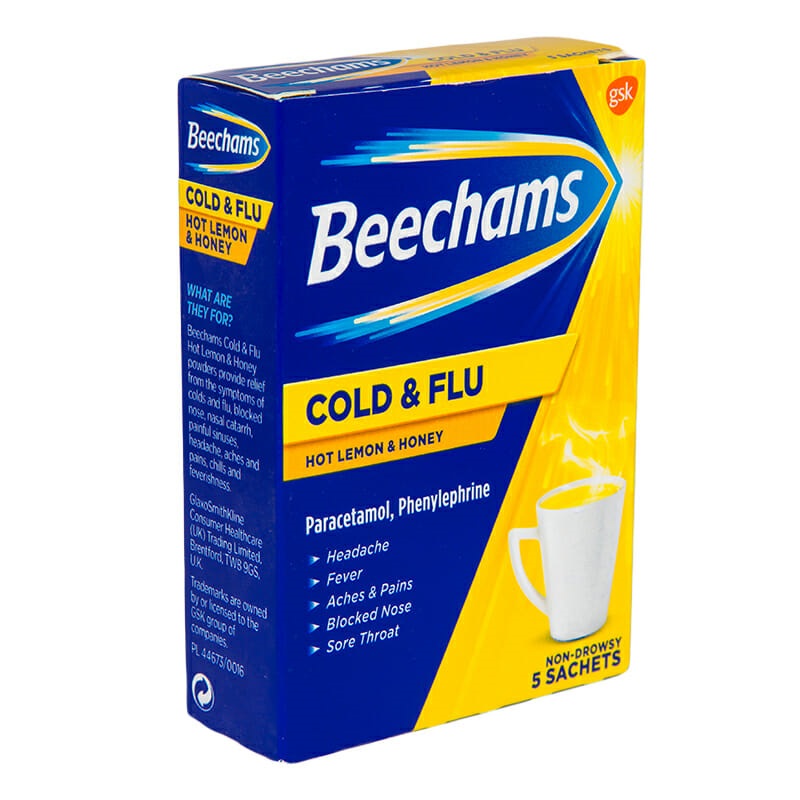 BEECHAM COLD & FLU HOT LEMON SACHETS 5`S