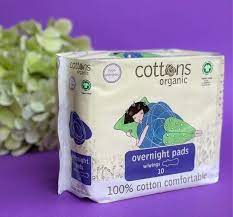ORGANIC COTTONS OVERNIGHT PADS 10`S