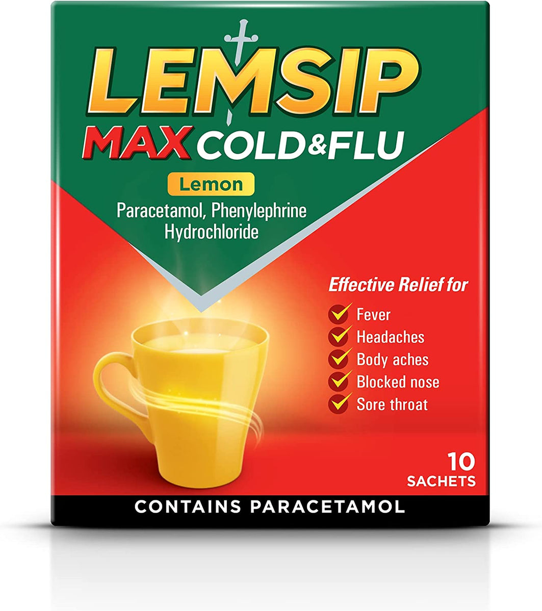 LEMSIP MAX COLD&FLU LEMON SACHETS 10'S